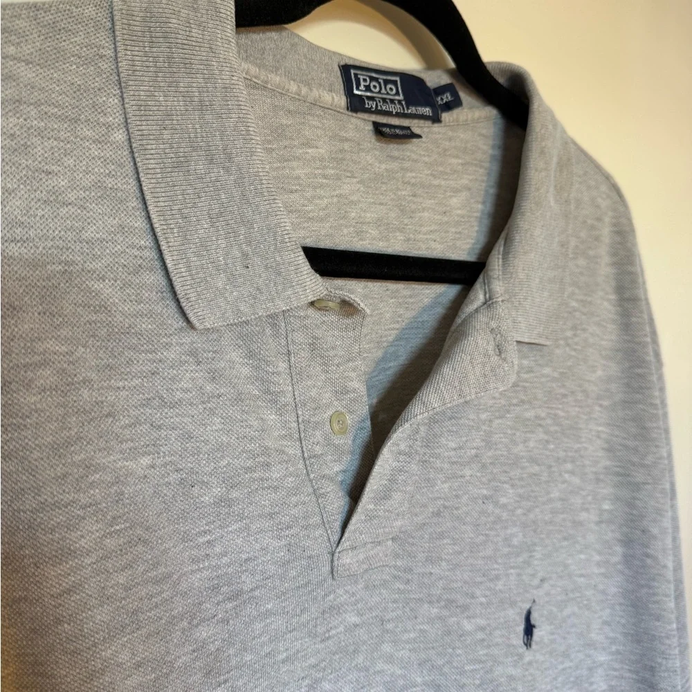 Polo by Ralph Lauren Heather Grey Long Sleeve Polo in Size XXL